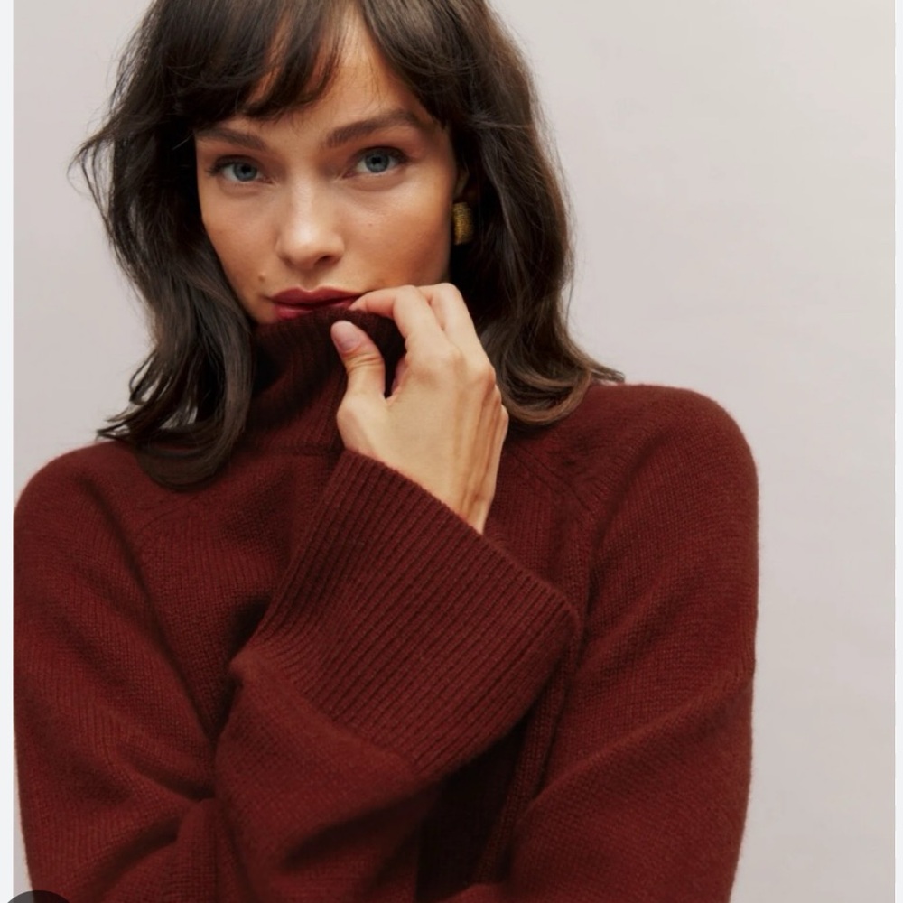 Reformation garrett cropped mock neck - chianti red